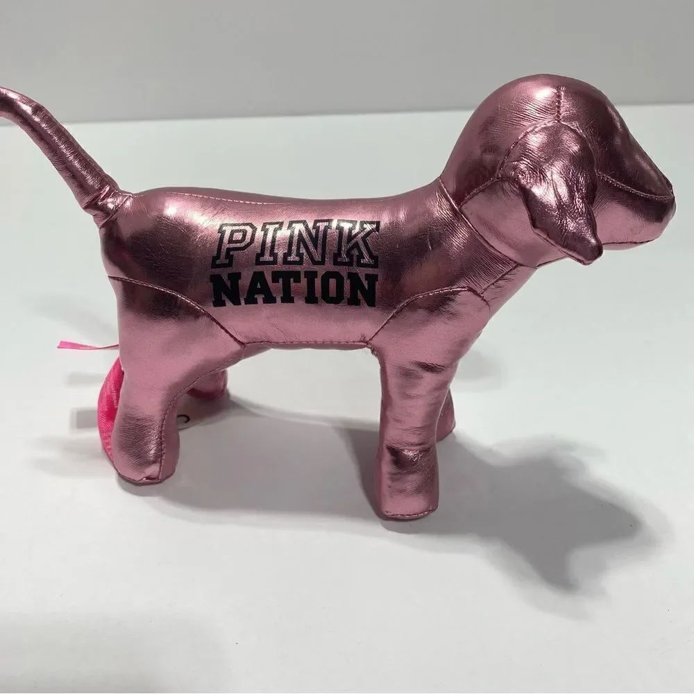 PINK Nation Shiny Metallic Pink Plush Dog Pink Dog Small